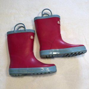 OAKI Kids Waterproof Rubber Rain Boots with Easy-On Handles Size 12